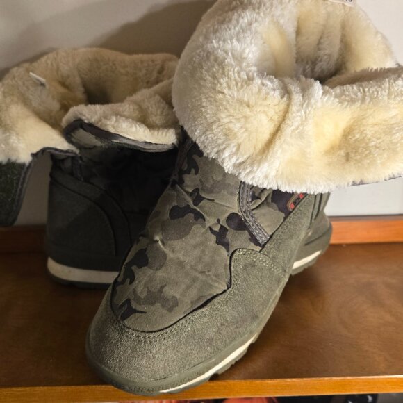 🍂 Combat-Style Green/Tan Sherpa-Lined Boots – Women’s 6 / Men’s 4 (Unisex, Size - Picture 3 of 5